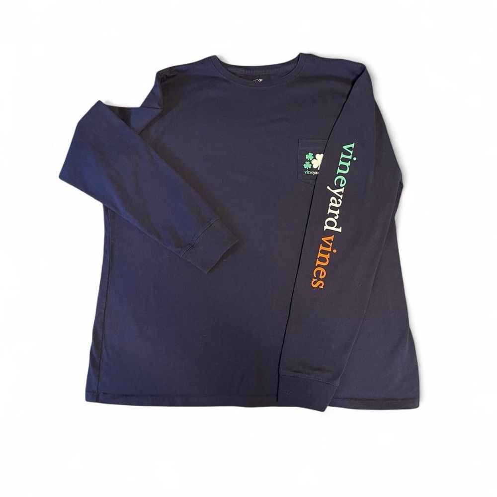 Vineyard Vines Dark Blue Shirt with Colorful Sleeve Logo